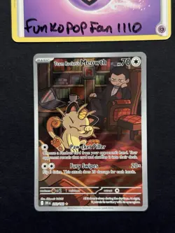 Team Rocket's Meowth 203/182 Sv10 Destined Rivals Illustration Rare Pokemon Card - Image 1