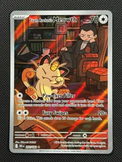 Pokemon Cards Team Rocket's Meowth 203/182 Destined Rivals Illustration Rare NM - Image 1