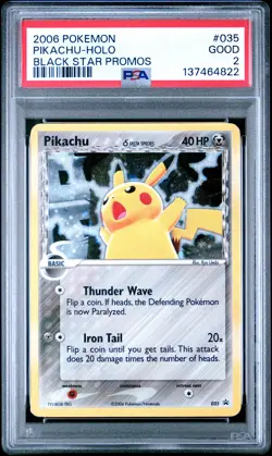 2006 POKEMON BLACK STAR PROMOS #035 PIKACHU-HOLO PSA 2 - Image 1
