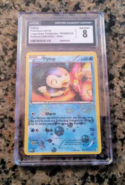 Piplup Radiant Holo Legendary Treasures Pokemon Card RC6/RC25 (2013) CGC 8 NM/MT - Image 1