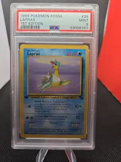 Pokemon TCG 1994 1ST EDITION FOSSIL LAPRAS PSA MINT 9 #25 Graded Card Vintage - Image 1