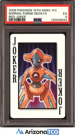 Pokemon 2006 Normal Forme Deoxys Red Joker 10th Annyv. Playing Card PSA 5 - Image 1