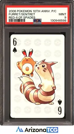 Pokemon 2006 Furret/Sentret Red-6 Of Spades 10th Annyv. Playing Card PSA 9 - Image 1