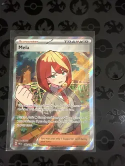 Pokemon TCG Trainer Mela Ultra Rare Holo Card 140/131 Prismatic Evolutions - Image 1