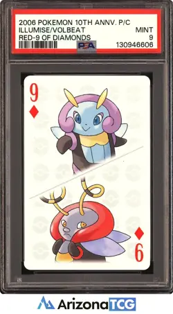 Pokemon 2006 Illumise/Volbeat 9 Red Deck 10th Anniversary Playing Cards PSA 9 - Image 1