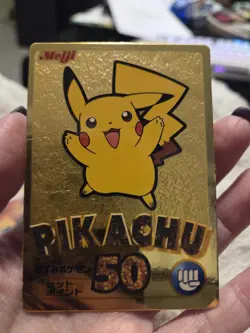 Pokemon 2000 Japanese Meiji Pikachu Chocolate Gold series Promo Get Card - Image 1