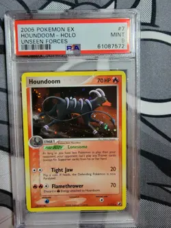 Houndoom 7/115 EX UNSEEN FORCES Holo Rare Graded Pokemon Card - PSA 9 - Image 1