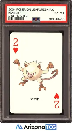 Pokemon 2004 Mankey 2 Of Hearts LeafGreen Playing Card Japanese PSA 6 - Image 1