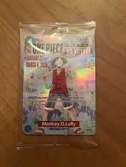 🏀ONE PIECE COLLEGE BASKETBALL US VOYAGE Monkey D. Luffy Promo Trading Card🏀 - Image 1