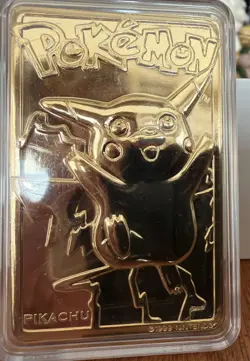 Pokemon PIKACHU 23k Gold Plated Trading Card 1999 Nintendo w/ Case & COA - Image 1