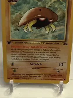 1999 Pokemon Fossil Kabuto First Edition 50/62 Card +++ - Image 3