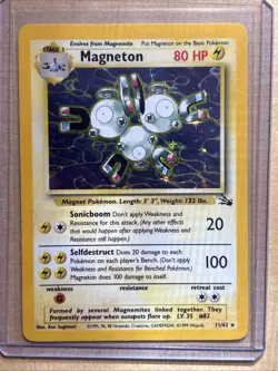 Magneton Pokemon TCG Fossil Set Holo Rare Card 11/62 Vintage LP - Image 1