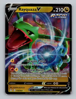 Rayquaza V 110/203 Holo Rare Evolving Skies Sword Shield Pokemon Card NM - Image 1
