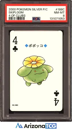 Pokemon 2000 Skiploom 188C 4 Of Clubs Pokemon Silver Playing Card Japanese PSA 8 - Image 1