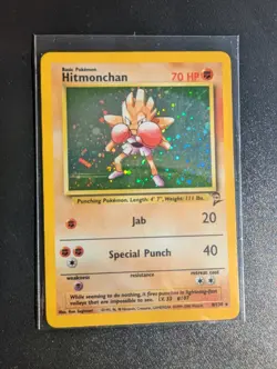Vintage Hitmonchan 8/130 HOLO Pokemon Card Base Set 2 1999-2000 WOTC - Image 1