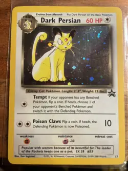 Pokemon TCG Dark Persian Promo 1999-2000 #17 Rare Holo Card Near Mint Condition - Image 3