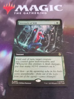 Mtg. Strength of Will. Foil Extended Art. Marvel's Spider-Man. Pack Fresh - Image 1