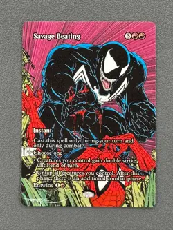 Savage Beating #26 MTG Marvel Universe Hand Painted Borderless Altered Art Tentz - Image 1