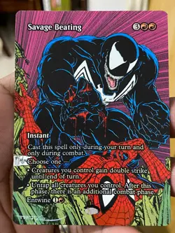 Savage Beating #26 MTG Marvel Universe Hand Painted Borderless Altered Art Tentz - Image 2