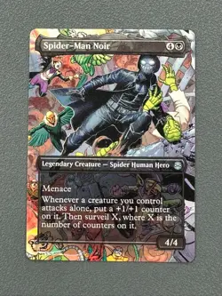 Spider-Man Noir MTG Marvel's Spider-Man Hand Painted Extended Altered Art Tentz - Image 1