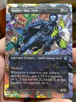 Spider-Man Noir MTG Marvel's Spider-Man Hand Painted Extended Altered Art Tentz - Image 2