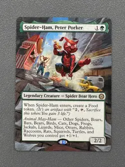 Spider-Ham, Peter Porker MTG Marvel's Spider-Man Hand Painted Full Altered Art v - Image 1