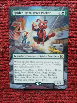 Spider-Ham, Peter Porker MTG Marvel's Spider-Man Hand Painted Full Altered Art v - Image 2