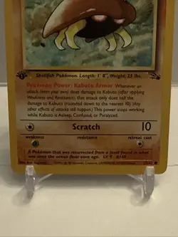 1999 Pokemon Fossil 1st Edition Kabuto #50/62 Card - Image 3