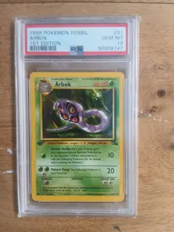 Pokemon Card 1st Edition Fossil 31 Arbok PSA 10 Gem Mint WOTC 1999 Vintage - Image 3