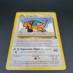 Pokemon TCG Promo Dragonite 5 Kid’s WB Rare Black Star Gold Foil Lettering 1999 - Image 1
