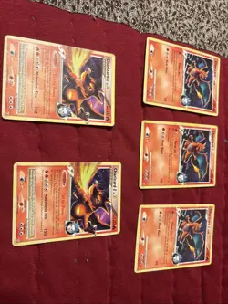 Vintage 2009 Pokemon/Nintendo Charizard (5)Card Lot 20/47-143-147 Heavily Played - Image 1