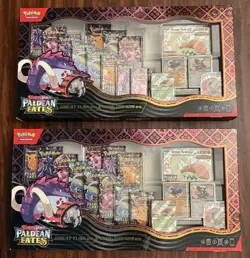 Lot of 2 Pokemon TCG PALDEAN FATES Great Tusk Iron Treads Ex Premium Collection - Image 1