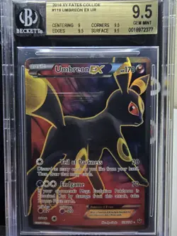 2016 Umbreon EX Full Art 119/124 Pokemon Fates Collide BGS GEM MINT 9.5 LOW POP! - Image 1