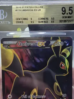2016 Umbreon EX Full Art 119/124 Pokemon Fates Collide BGS GEM MINT 9.5 LOW POP! - Image 3
