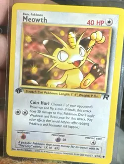 Pokemon TCG Meowth 1st Edition 56/64 WOTC Team Rocket 1999 NM Condition - Image 1