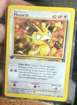 Pokemon TCG Meowth 1st Edition 56/64 WOTC Team Rocket 1999 NM Condition - Image 2