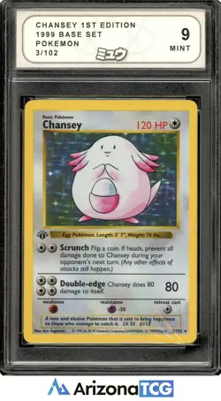 Pokemon 1999 Chansey 3/102 Holo Base Set 1st Edition MEW 9 - Image 1