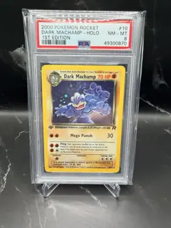 2000 Pokemon Team Rocket Dark Machamp 1st Edition PSA 8 #10 - Image 1