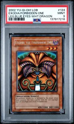YU-GI-OH Exodia The Forbidden One LOB-124 PSA 9 Original Misprint Foil Shift - Image 1