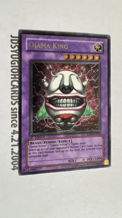 2004 YUGIOH 1ST ED SOD-EN034 OJAMA KING Ultimate Rare NM - Image 4