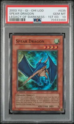 YUGIOH PSA 10 2003 Spear Dragon LOD-035 Super Rare 1st Edition *3468 - Image 1