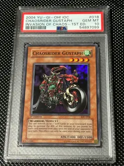 YUGIOH PSA 10 Chaosrider Gustaph IOC-018 Super Rare 1st Edition *7099 - Image 1