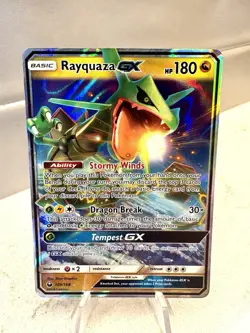 ULTRA RARE Rayquaza GX Pokemon 109/168 Sun & Moon Celestial Storm Holo Foil - Image 1