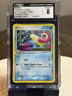 CGC 8 Milotic Reverse Holo Rare EX Emerald 2005 Pokemon Card #8 - Image 1