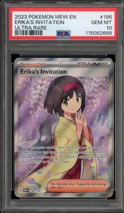 Pokemon Erika's Invitation 151 MEW EN Ultra Rare #196 PSA 10 Gem Mint - Image 1