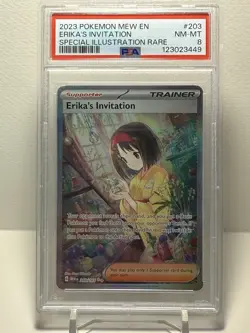 2023 POKEMON ERIKA'S INVITATION PSA 8 MEW EN-151 SPECIAL ILLUSTRATION RARE #203 - Image 1