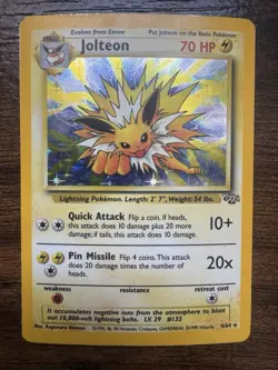 Jolteon 4/64 Jungle 1999 Holo Rare WOTC Pokemon Card TCG - Image 1