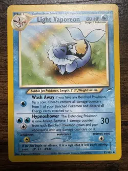 Pokemon TCG Light Vaporeon Neo Destiny Card 52/105 Unlimited Uncommon - Image 1