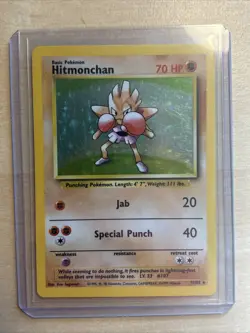 Pokemon TCG Hitmonchan Holo Rare Card Base Set 7/102 Unlimited - Image 1