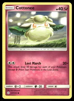 Cottonee 147/236 Cosmic Eclipse Pokemon TCG trading card - Image 1